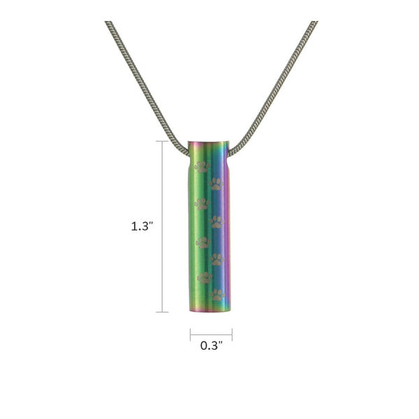 Rainbow Paw Print Vial Pendant