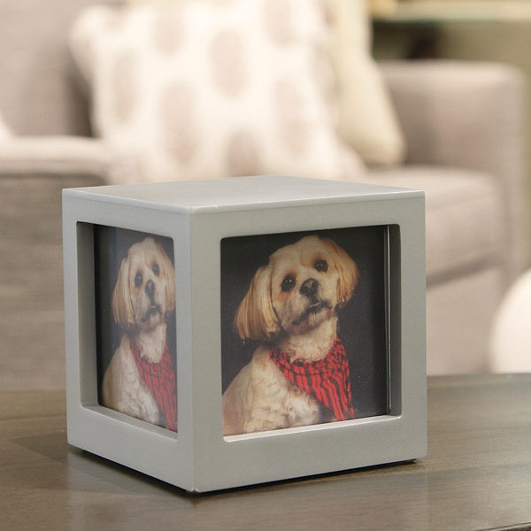 Photo Cube Urn for Pets - Silver