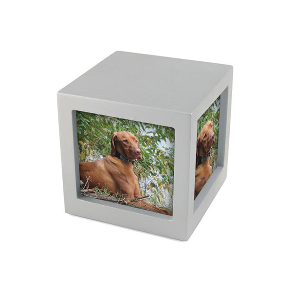 Photo Cube Urn for Pets - Silver